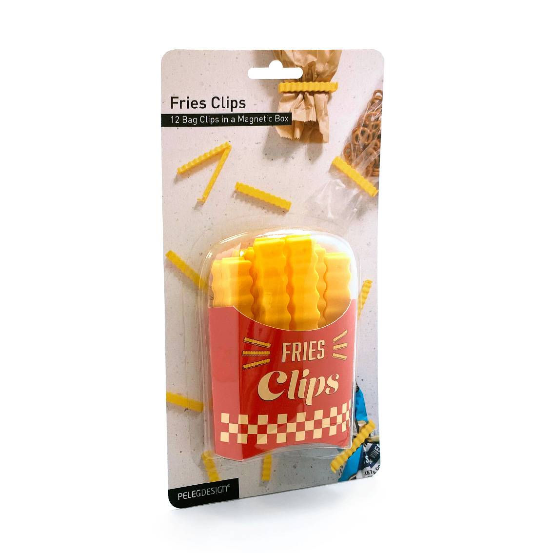 French Fries Shaped Clips In A Magnetic Box, Milk Powder And Snack